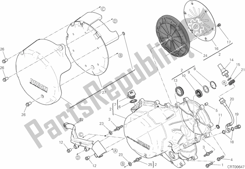 Toutes les pièces pour le Couvercle De Carter Côté Embrayage (japonais) du Ducati Superbike 899 Panigale ABS 2015